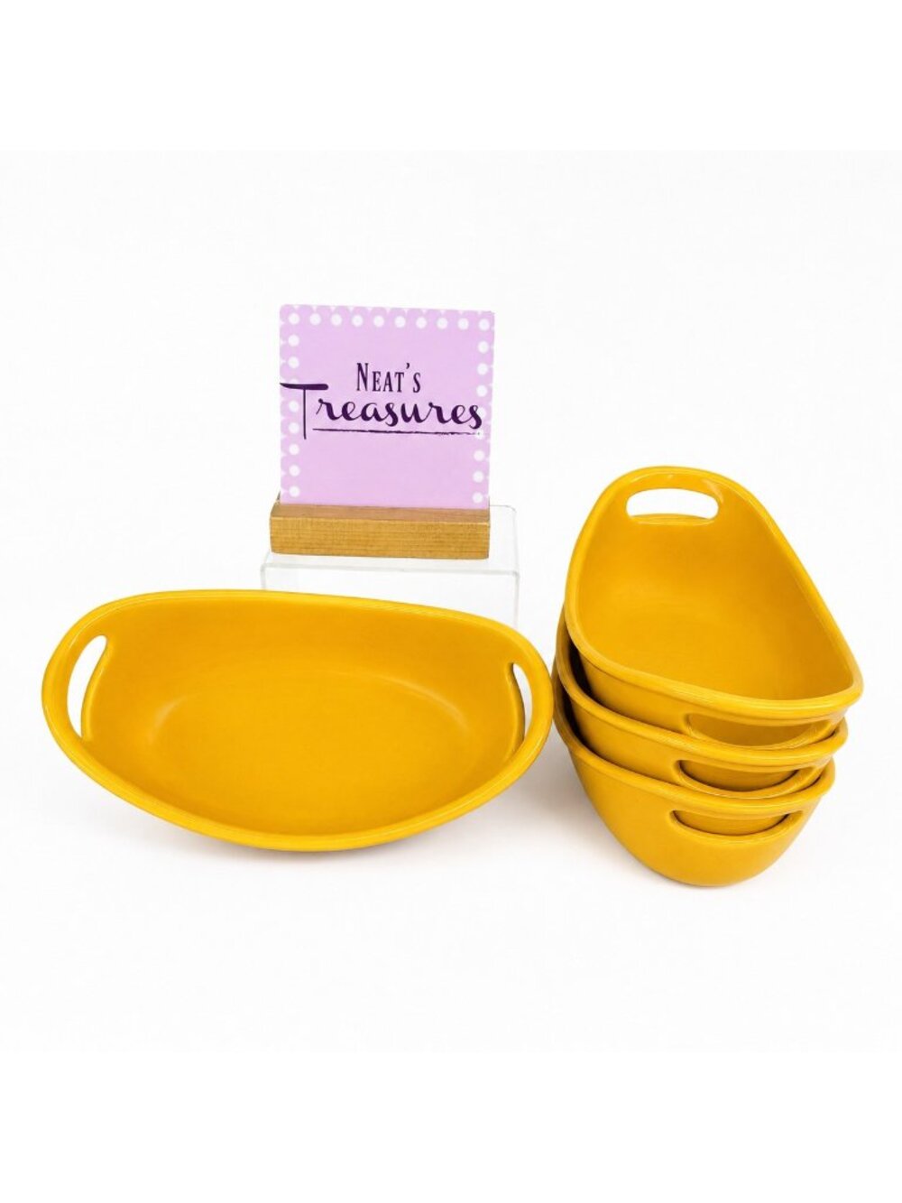 Rachael Ray Mustard Yellow 12oz Oval Baking Oven Safe Dishes Ramekins Set of 4